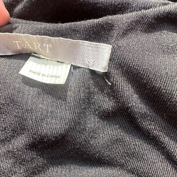 TART Black Knit Wrap Front Ruched Body Con Mini Dress Size XS - Picture 11 of 12